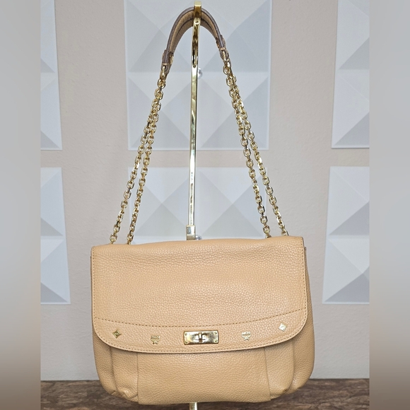 MCM Handbags - MCM Beige Leather Shoulder Bag